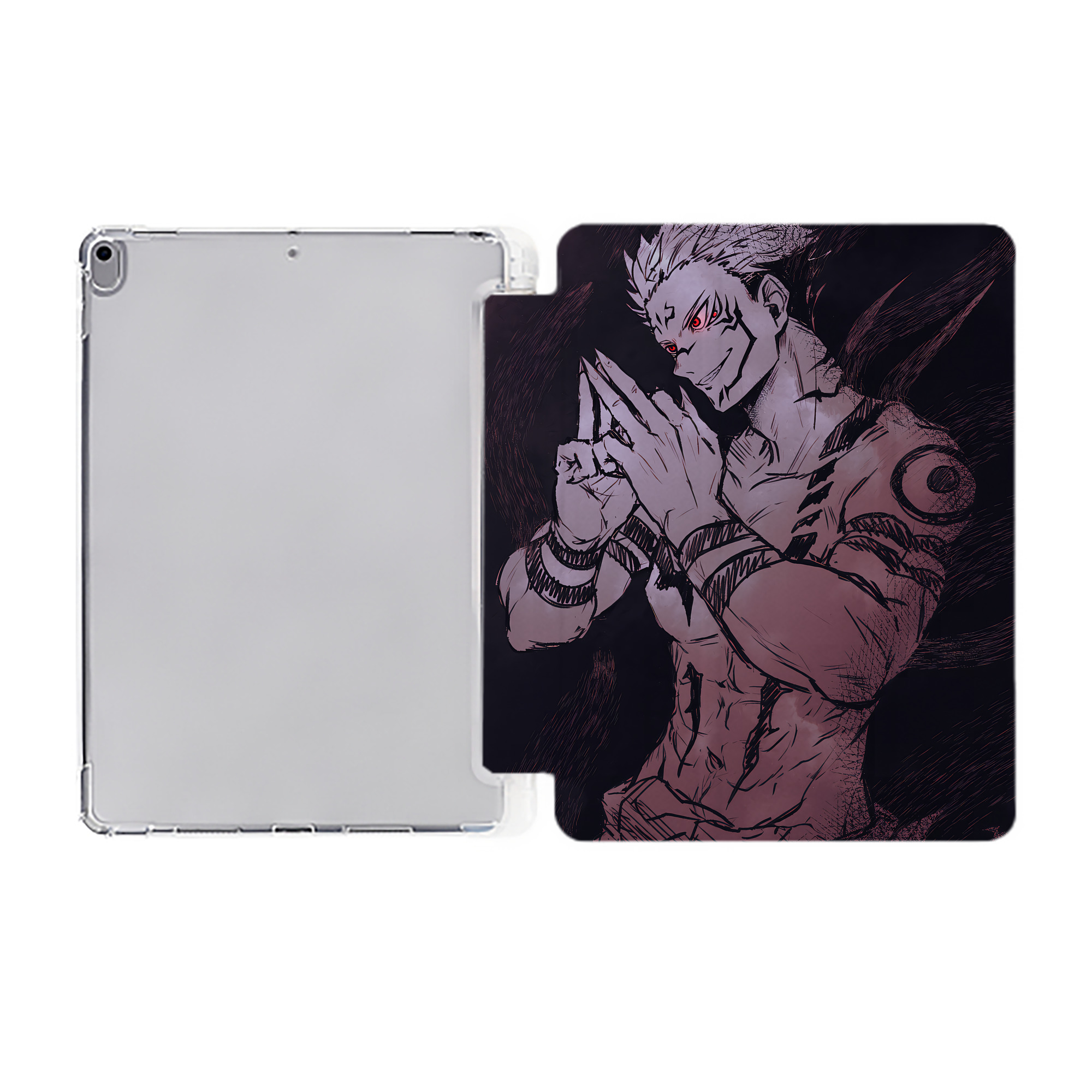 （画像用） 呪術廻戦 Jujutsu Kaisen IPad ケース ペン収納付き 三つ折りスタンド PUレザー×シリコン 対応機種9.5/10.5/10.9インチ